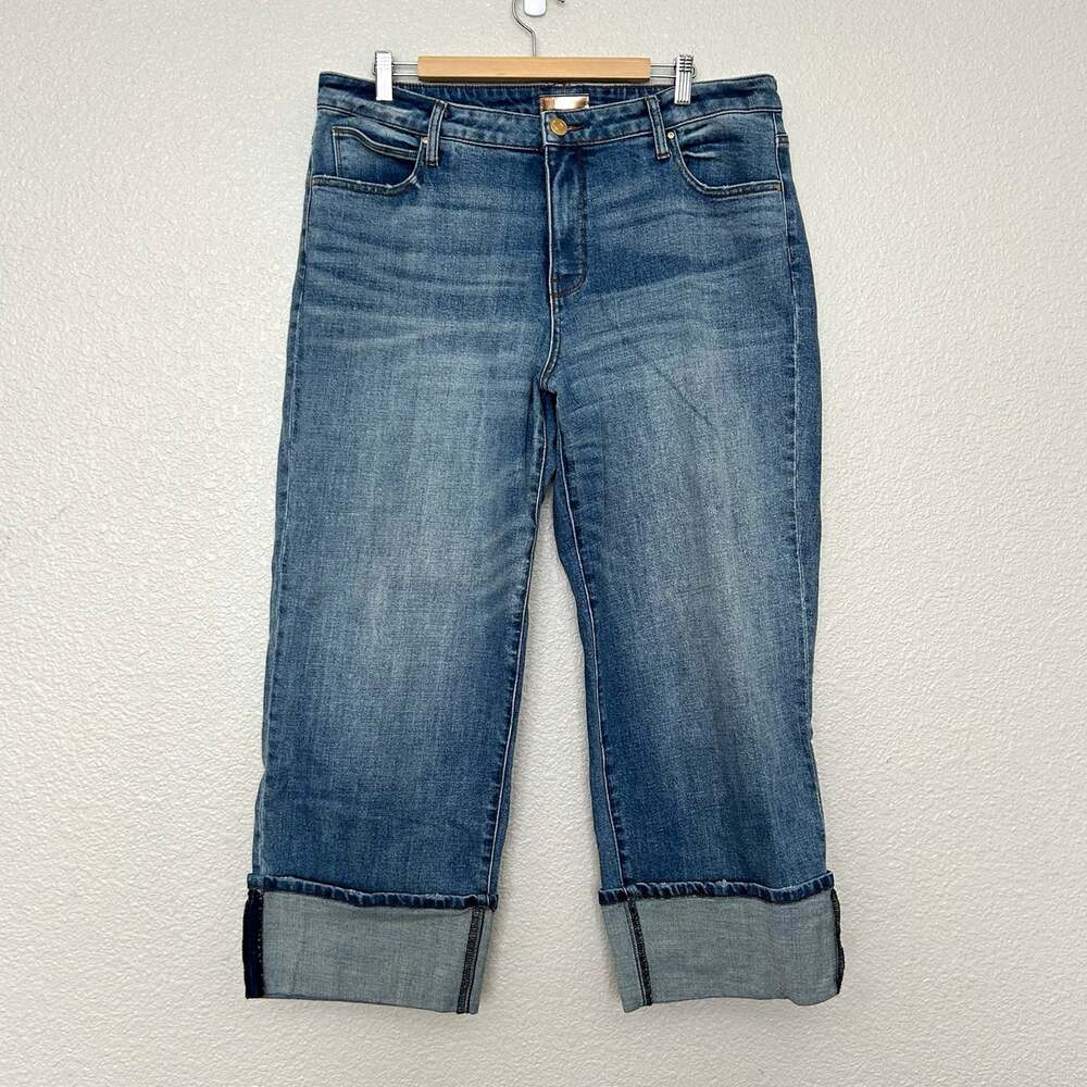 KUT from the Kloth Women's Siena Cuffed Blue Medium Wash Denim Jeans 14W